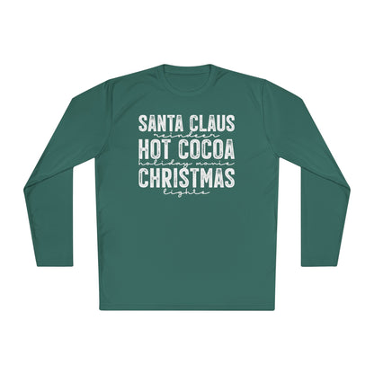 Santa Claus Hot Cocoa Christmas Adult Long Sleeve Tee