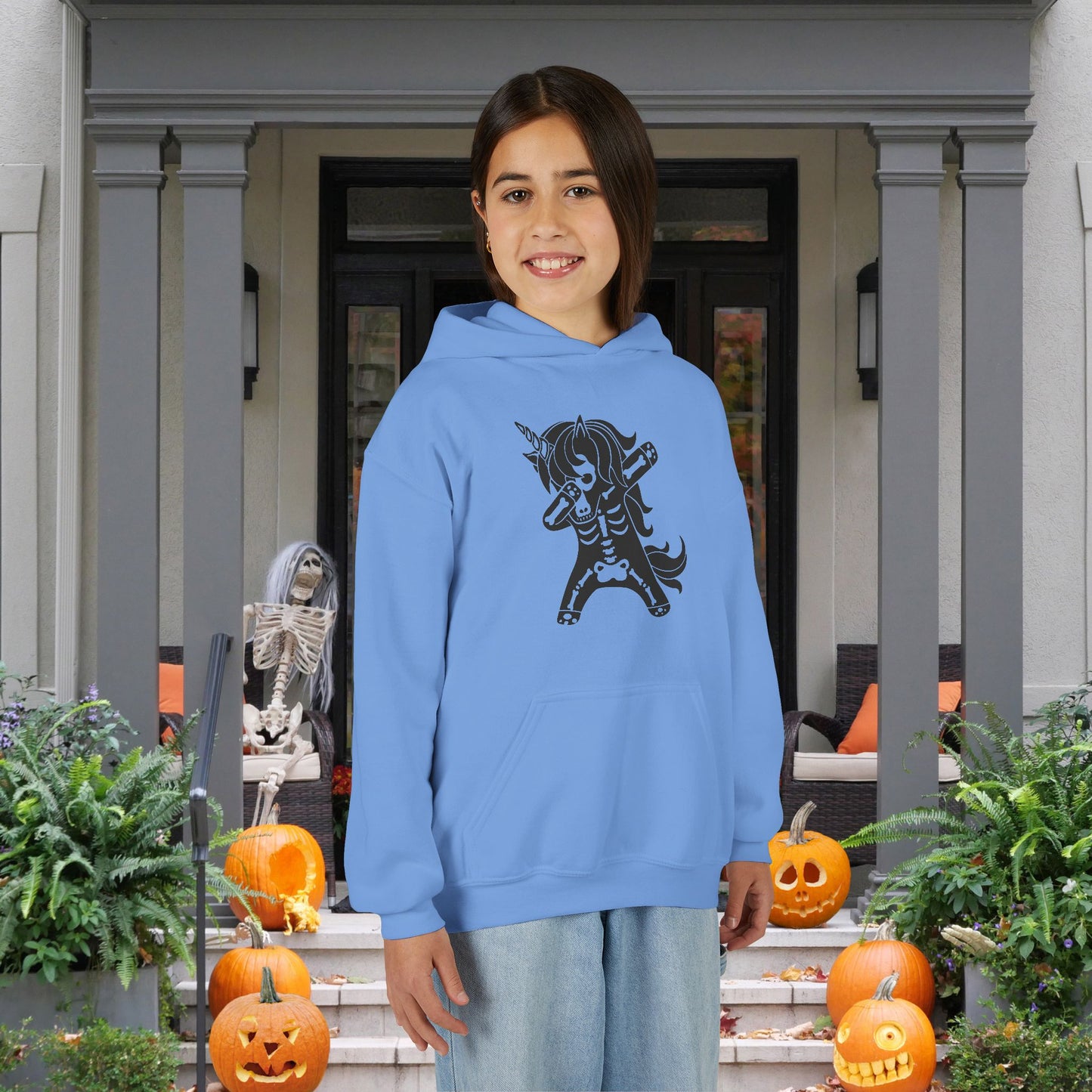 Dabbing Unicorn Skeleton Youth Heavy Blend Hoodie