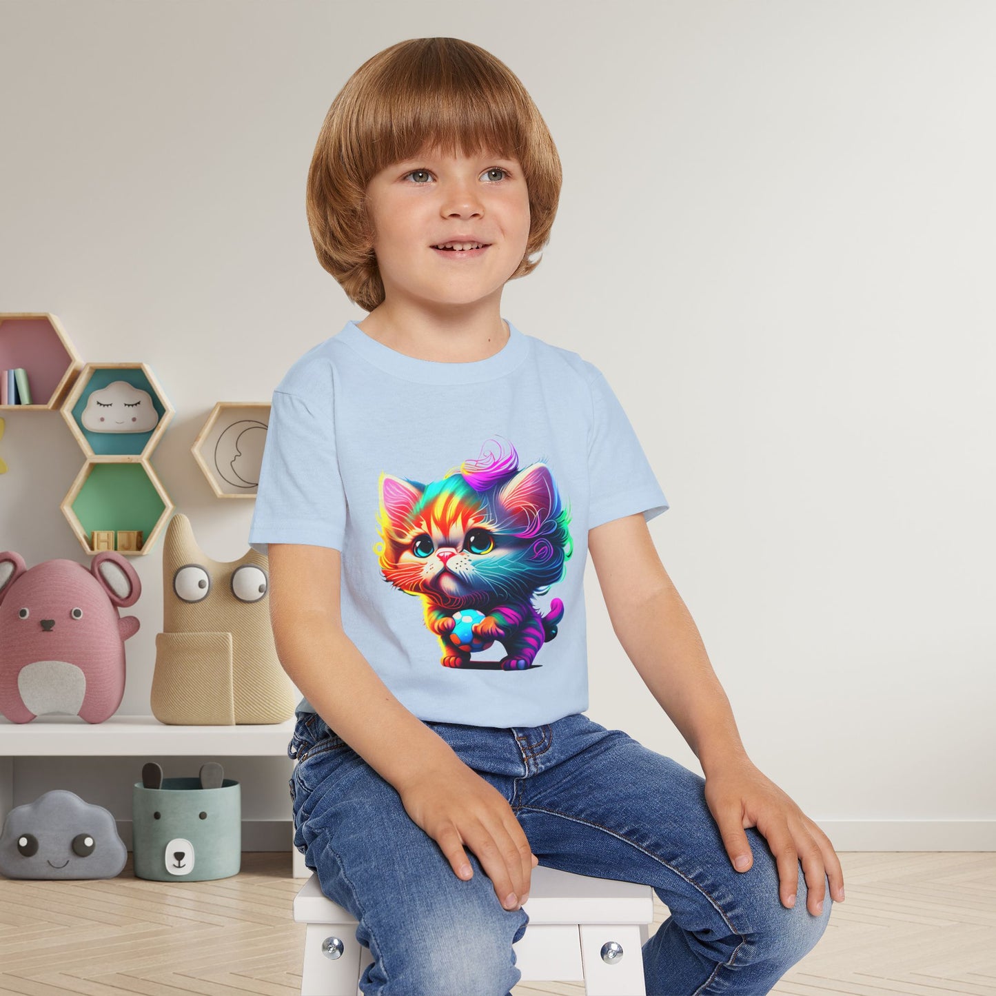 Cute Colorful Kitten Heavy Cotton™ Toddler T-shirt