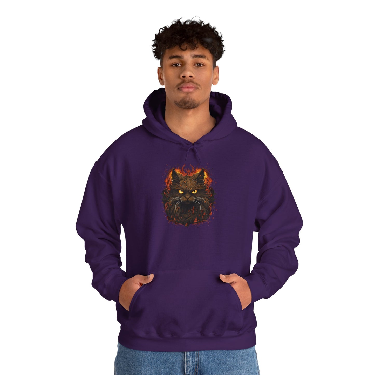 Creepy Black Cat Heavy Blend™ Hooded Sweatshirt