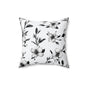Black & White Five Petal Floral Throw Pillow