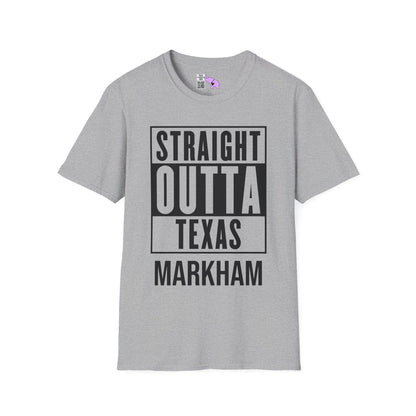 Straight Outta Texas (Light Colors, Black Text) Adult T-shirt