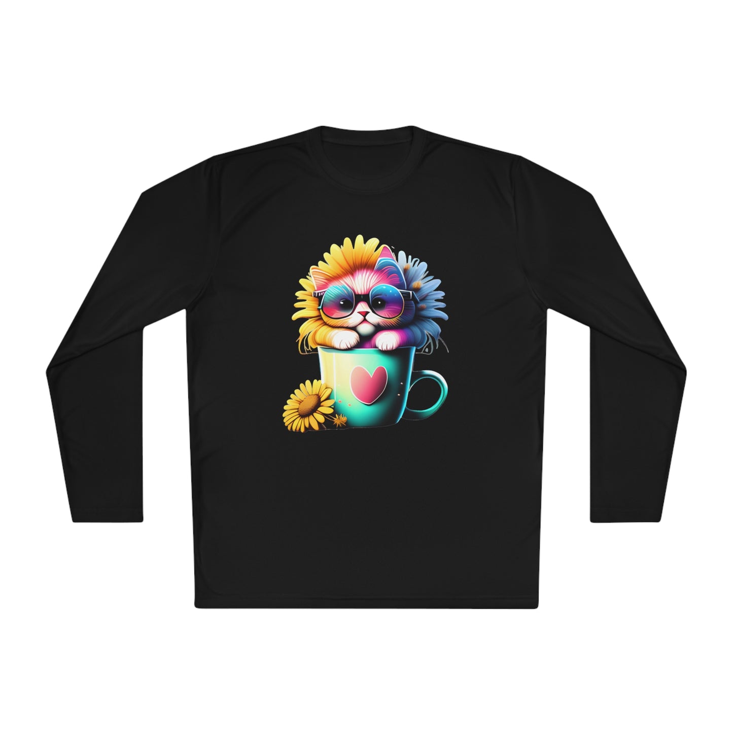 Cool Sunflower Kitten 2 Adult Long Sleeve Tee