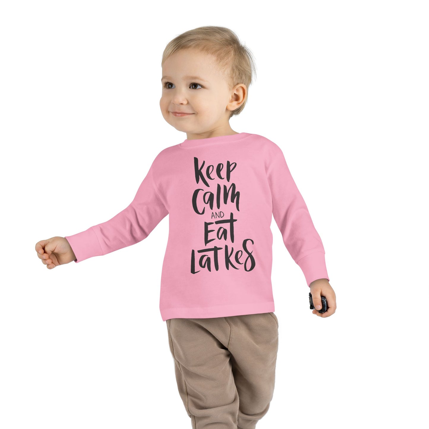 Keep Calm & Eat Latkes Toddler Long Sleeve Tee