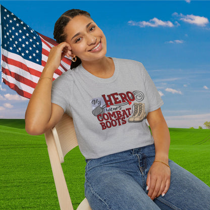 My Hero Wears Combat Boots Adult T-Shirt