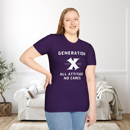 GenX w/years All Attitude No Cares Adult T-shirt