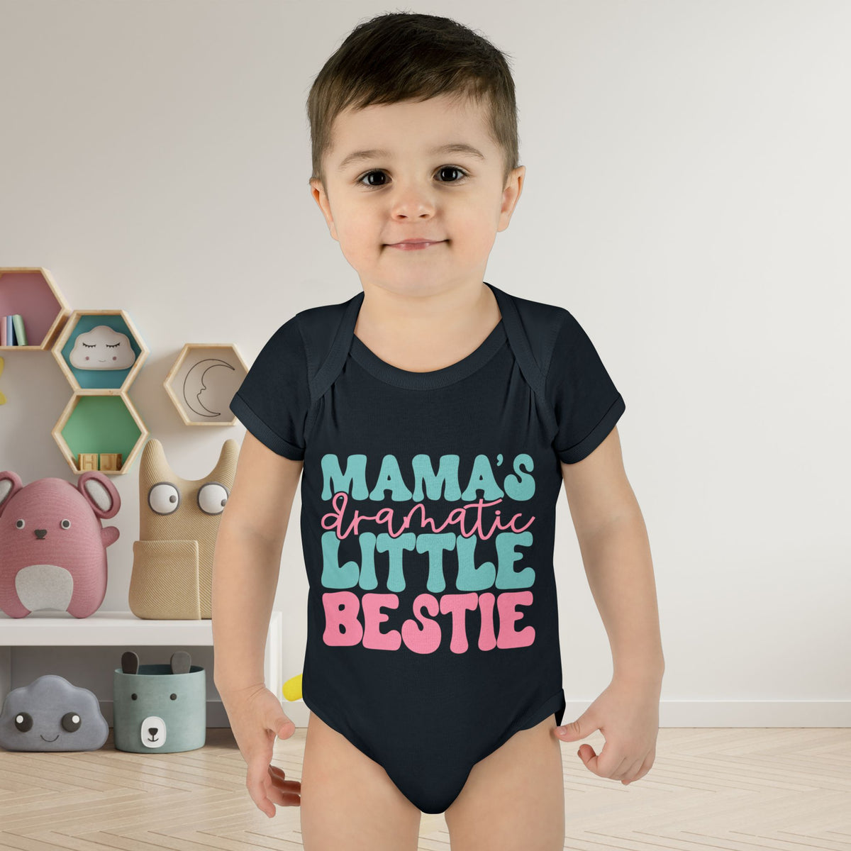 Mama's Dramatic Little Bestie Baby Rib Bodysuit