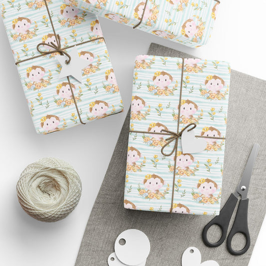 Monkeys in Bloom Wrapping Paper