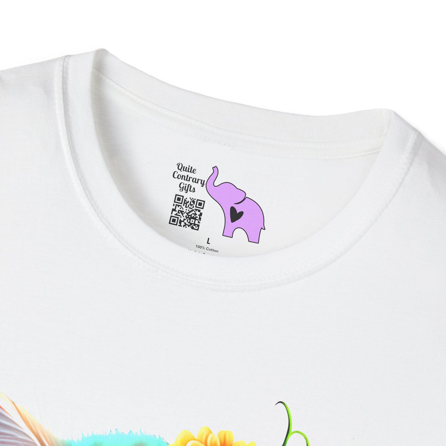 Cute Colorful Kitten in Flowers Adult T-shirt