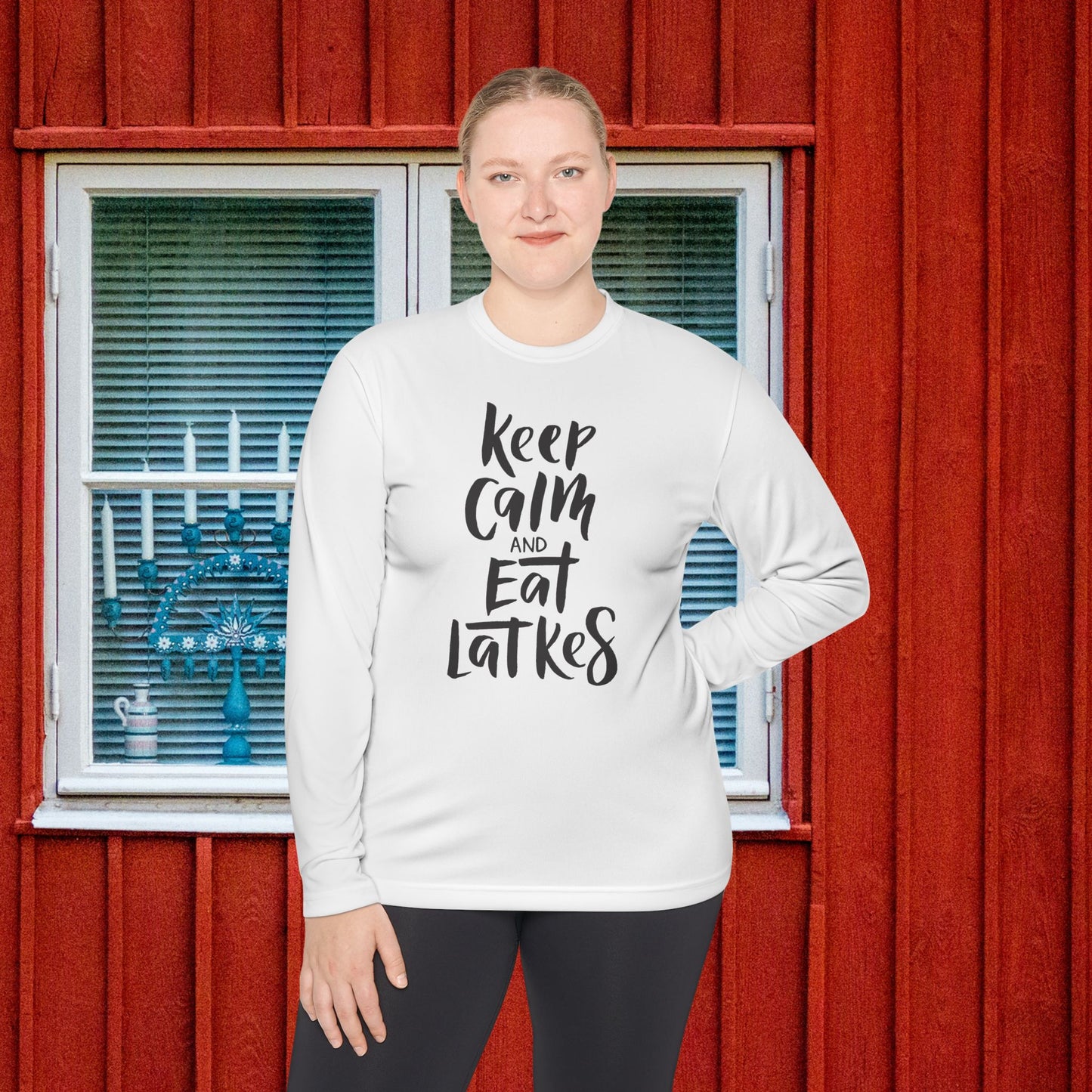 Keep Calm & Eat Latkes Adult Long Sleeve Tee