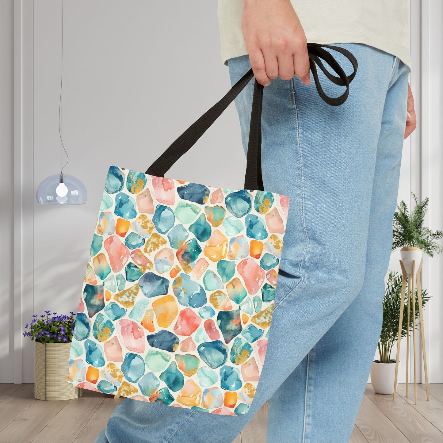 Ocean Pebble Drift Canvas Tote Bag