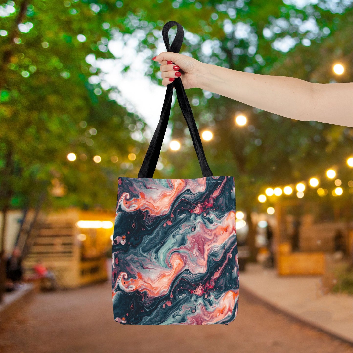Pink Venom Marble Canvas Tote Bag