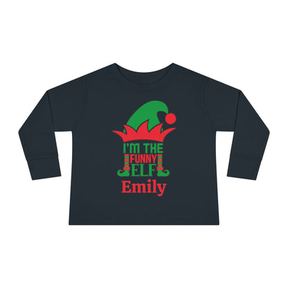I'm The Funny Elf Personalized Toddler Long Sleeve Tee