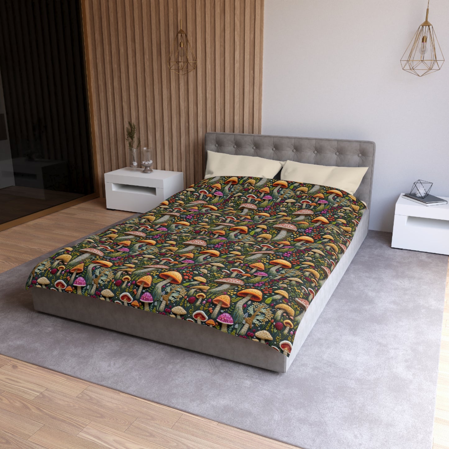 Whimsical Woodland Mushrooms Microfiber Duvet Cover