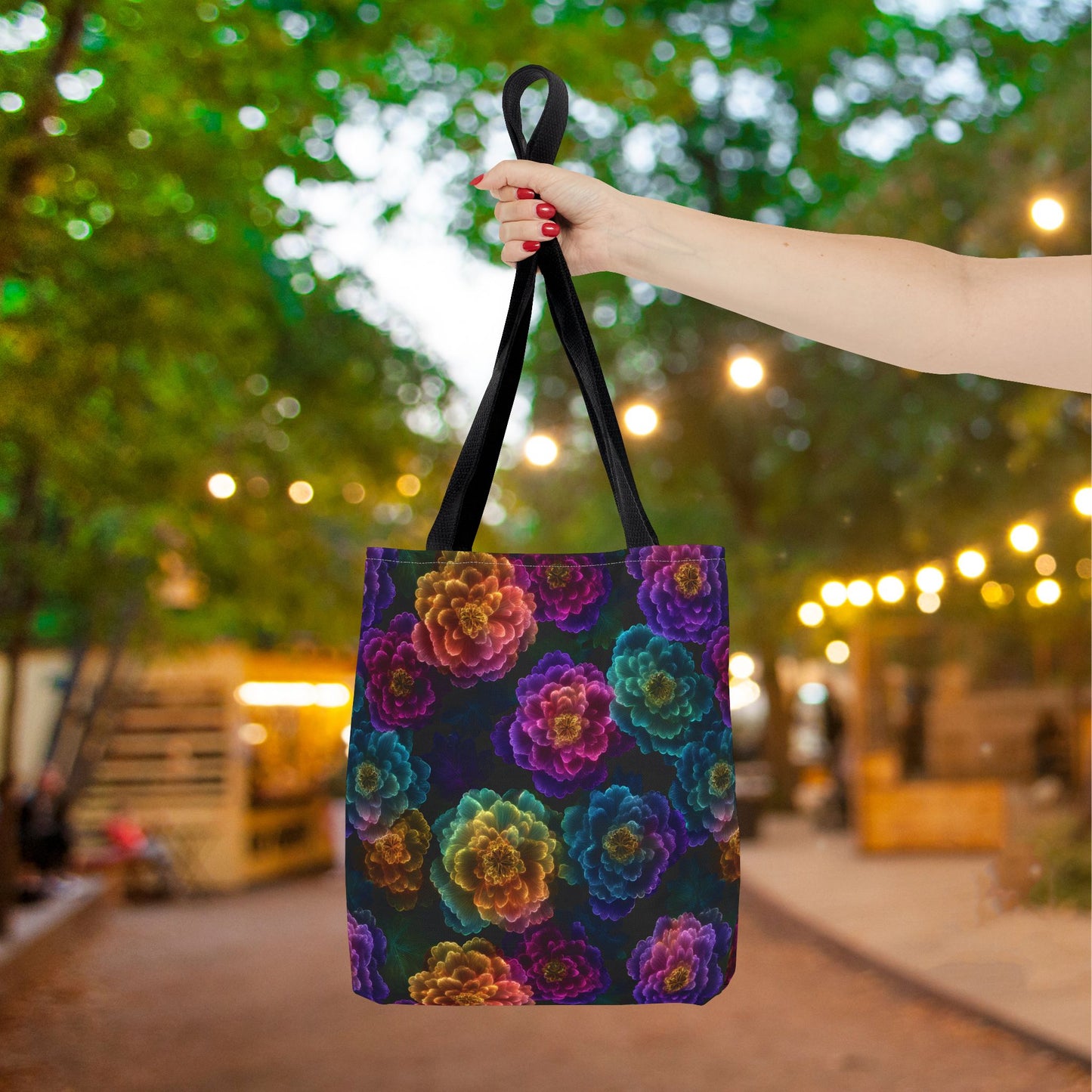 Neon Whisper Blooms Canvas Tote Bag