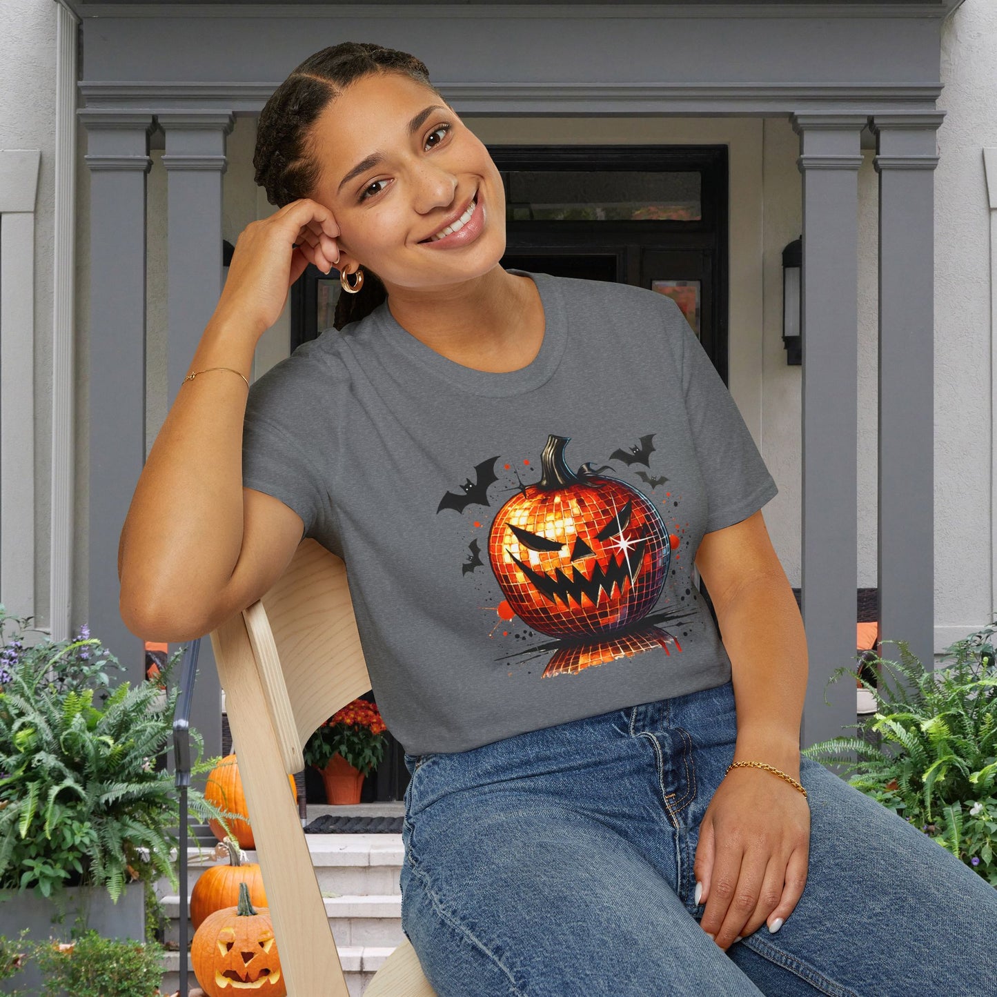 Orange Disco Pumpkin Adult T-shirt
