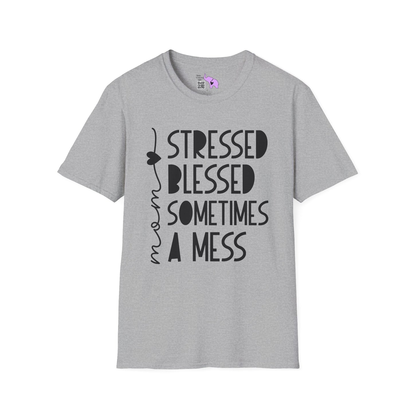 Mama Stressed Blessed Sometimes A Mess Adult T-shirt