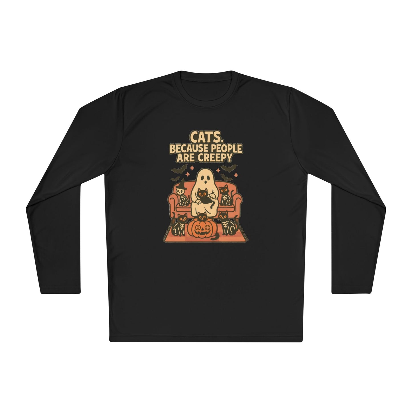 Cats, Because People Are Creepy (Halloween) Adult Long Sleeve Tee
