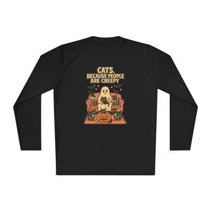 Cats, Because People Are Creepy (Halloween) Adult Long Sleeve Tee