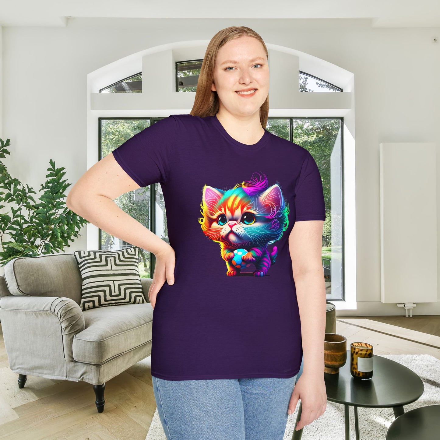 Cute Colorful Kitten Adult T-shirt