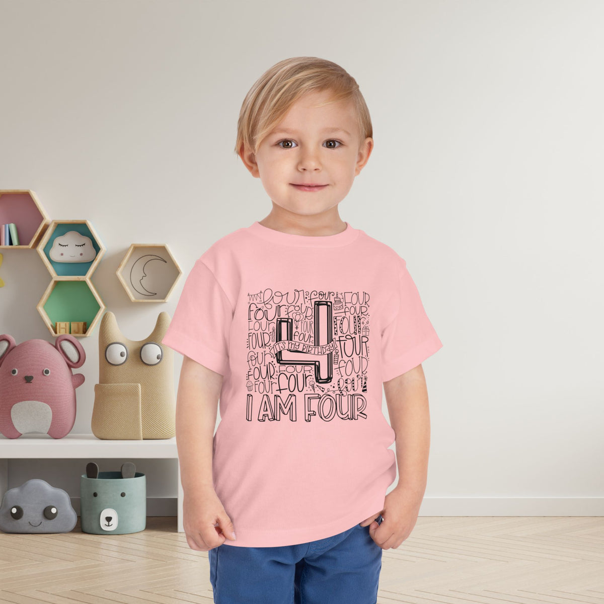 I Am Four Typography Toddler Tee
