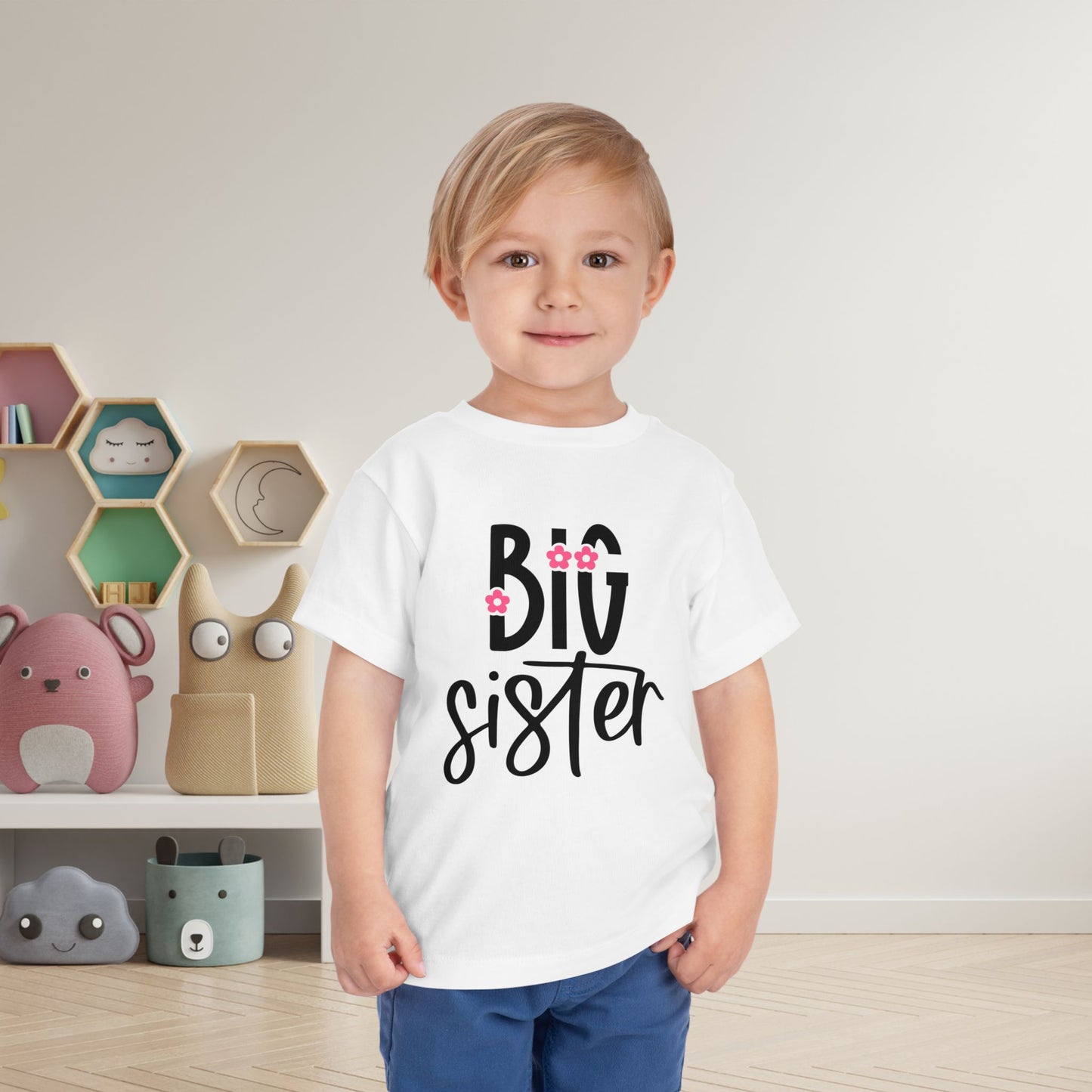 Big Sister (Pink Flowers) Toddler Tee
