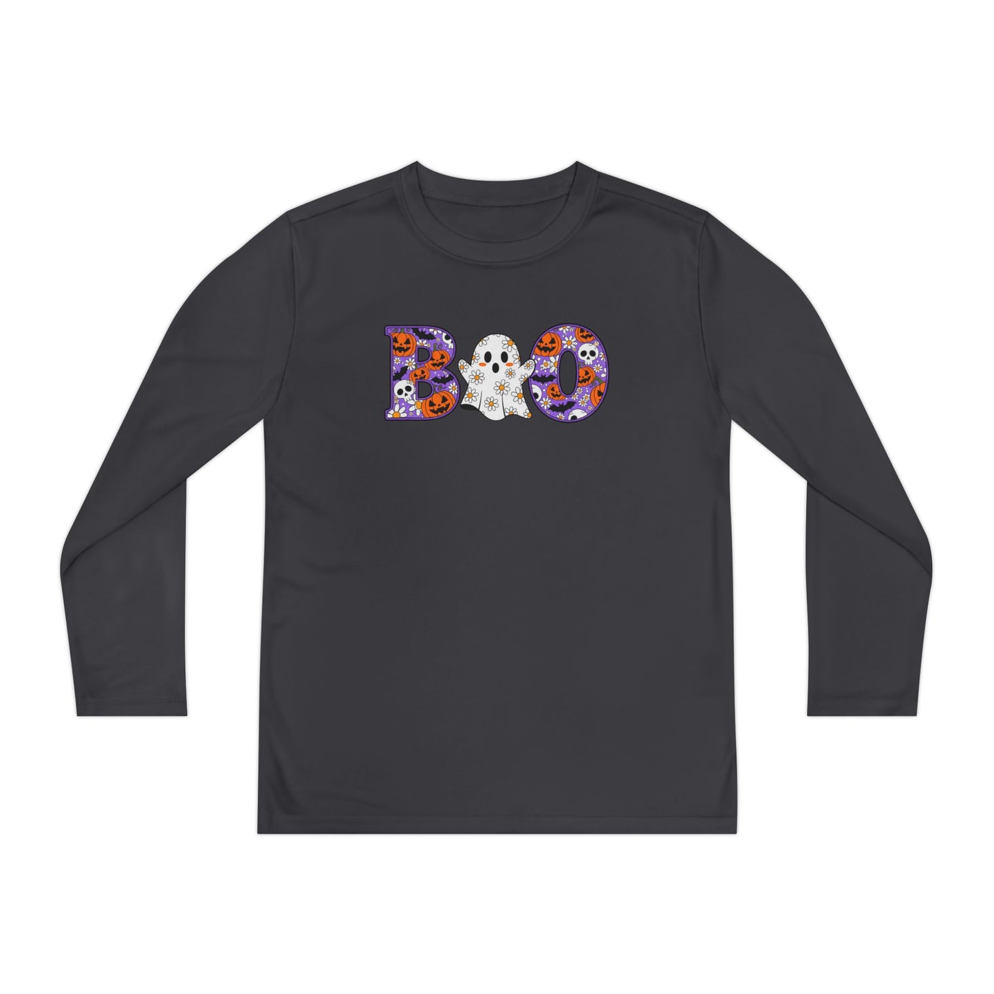 Cute Floral Boo w/Ghost Youth Long Sleeve Tee