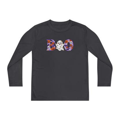 Cute Floral Boo w/Ghost Youth Long Sleeve Tee