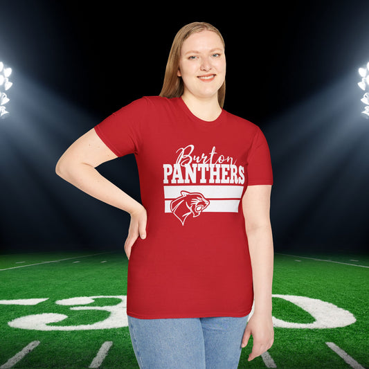 Burton Panthers w/Mascot & Stripes Adult T-shirt