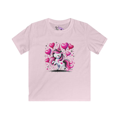 Pink & Black Sparkly Unicorn Kids Softstyle Tee