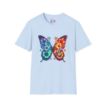 Colorful Floral Butterfly Adult T-shirt
