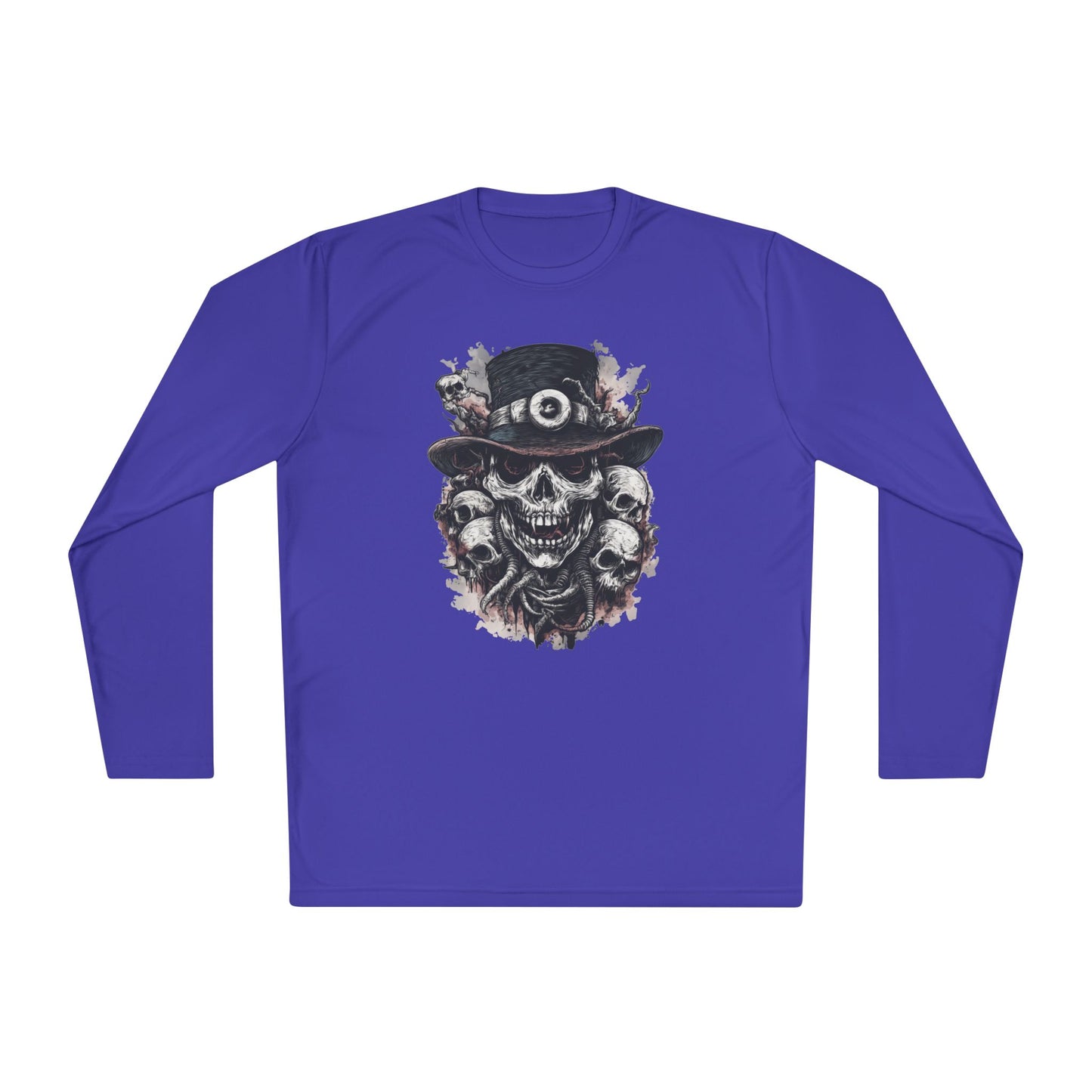 Creepy Skull w/Top Hat Adult Long Sleeve Tee