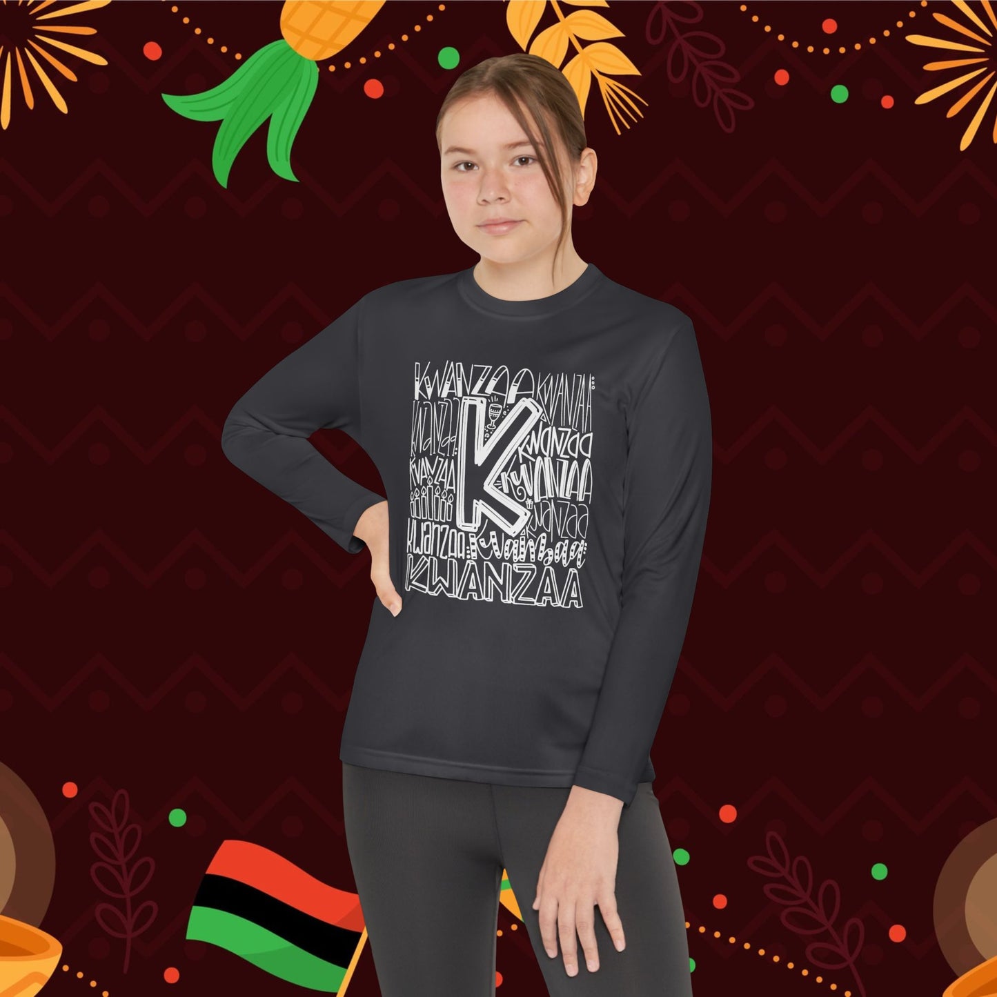 Kwanzaa Wordcloud Youth Long Sleeve Tee