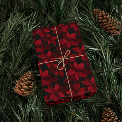 Midnight Poinsettia Garden Wrapping Paper