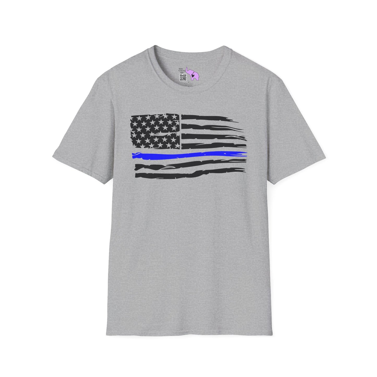 Thin Blue Line American Flag Adult T-shirt