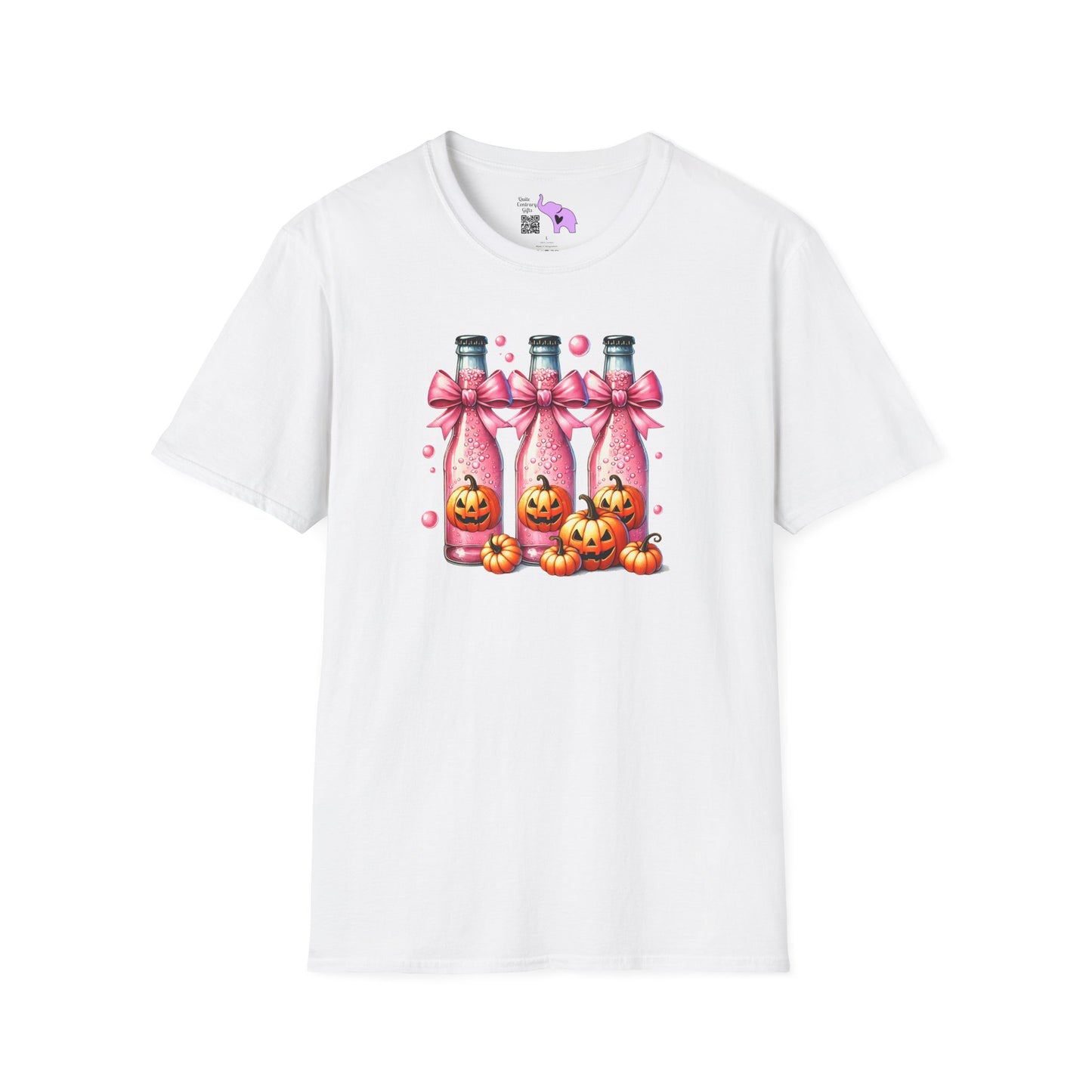 Pink Fizzy Drink w/Pumpkins Adult T-shirt