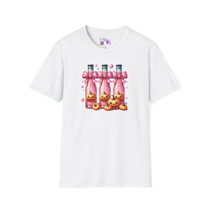 Pink Fizzy Drink w/Pumpkins Adult T-shirt