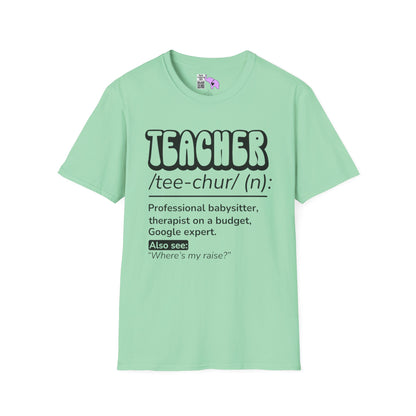 Teacher Definition, Professional Babysitter, Therapist on a Budget, Google Expert Adult T-shirt