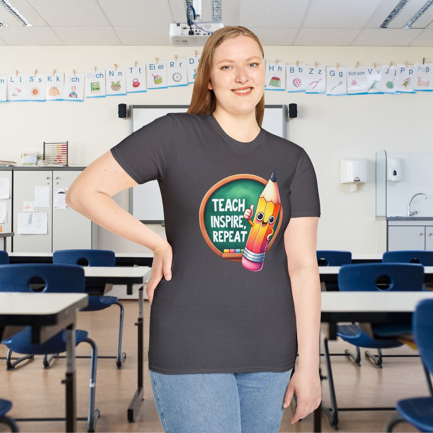 Teach Inspire Repeat Adult T-shirt