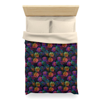 Neon Whisper Blooms Microfiber Duvet Cover