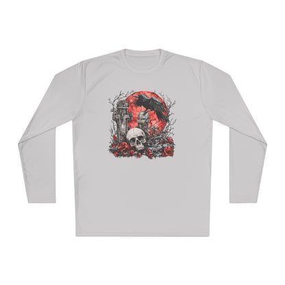 Halloween Graveyard w/Skull Adult Long Sleeve Tee