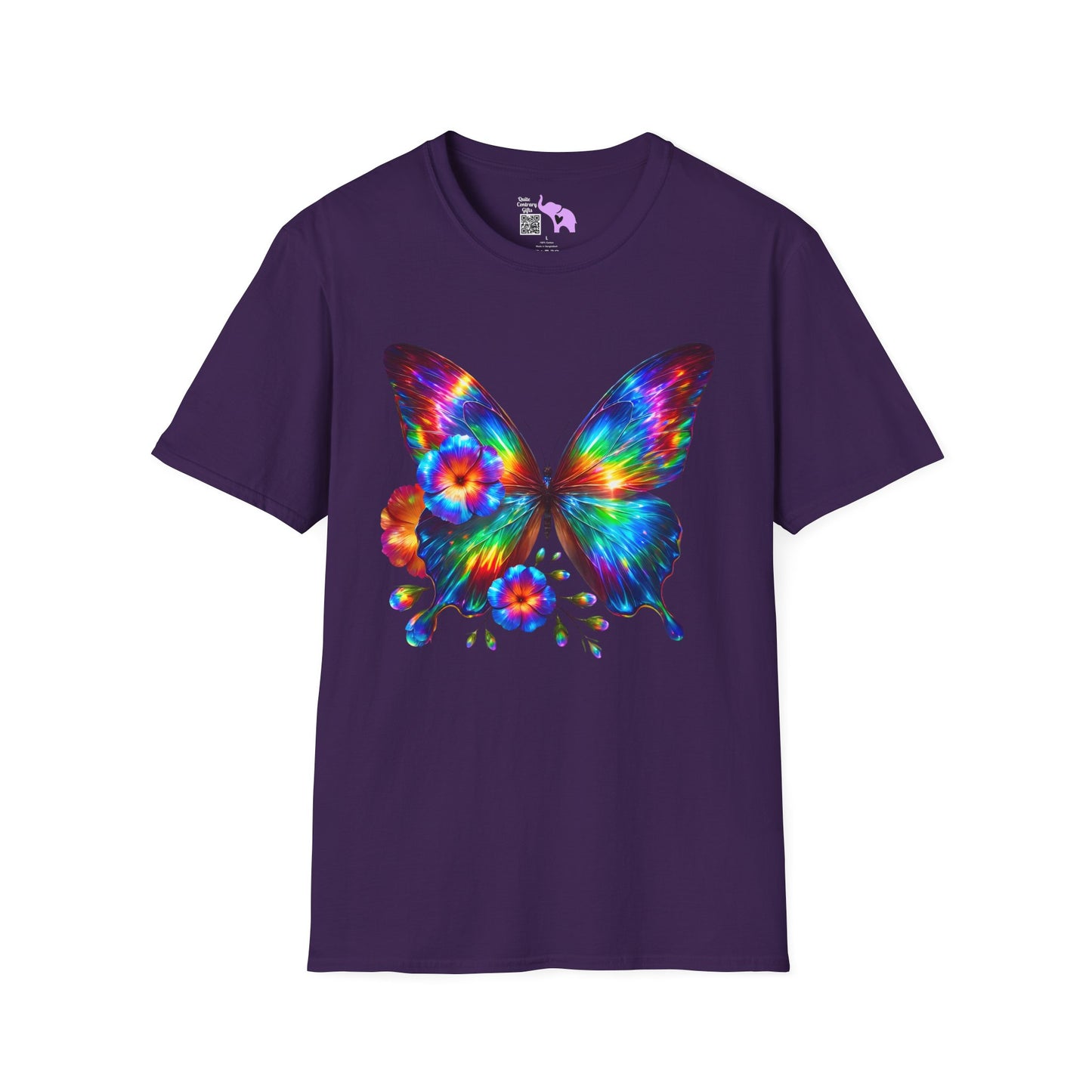 Colorful Butterfly & Flowers Adult T-shirt