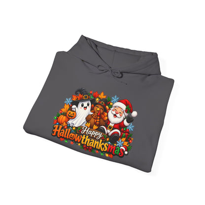 Happy Hallowthanksmas Shirt (Ghost/Turkey/Santa) Heavy Blend™ Adult Hoodie