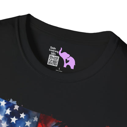 American-Shaped Flag Watercolor Adult T-Shirt