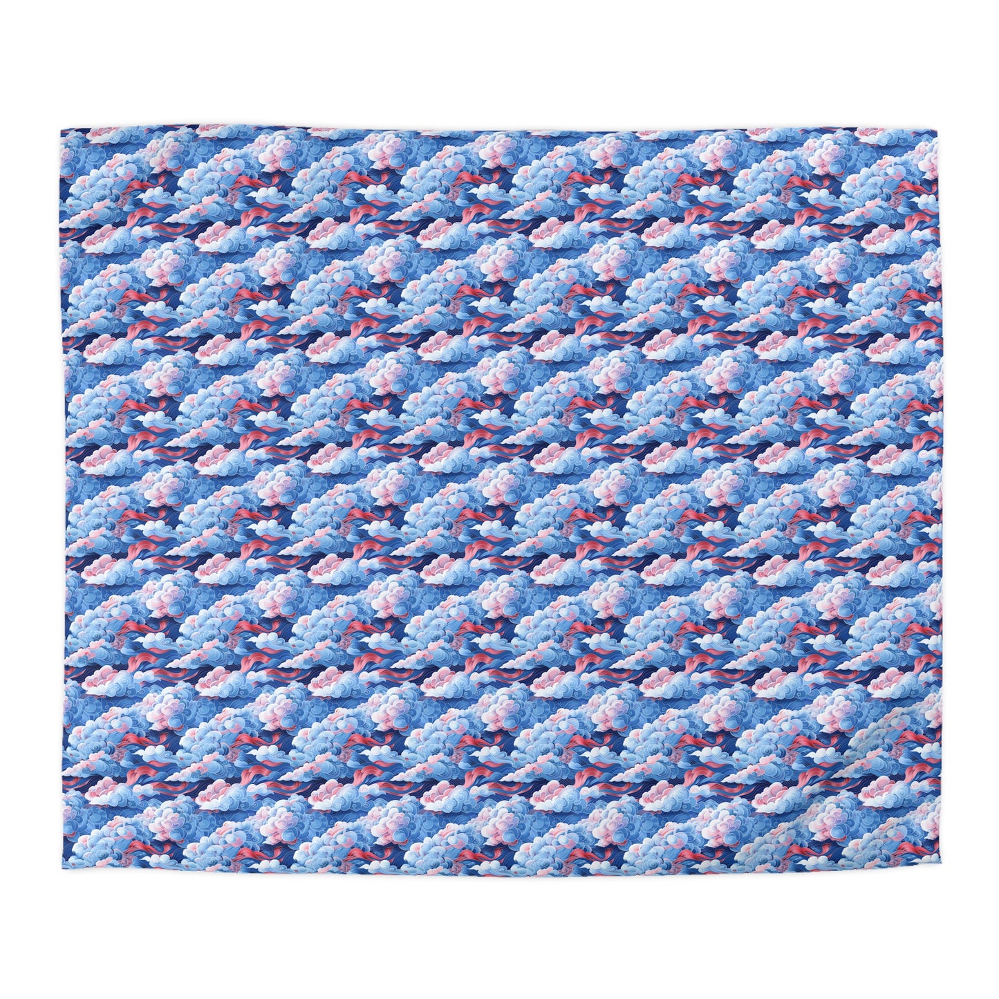 Azure Kumo Flow Microfiber Duvet Cover