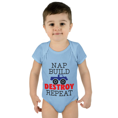 Nap Build Destroy Repeat Infant Baby Rib Bodysuit