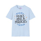 Hanukkah Peace Love & Miracles 2 Adult T-shirt