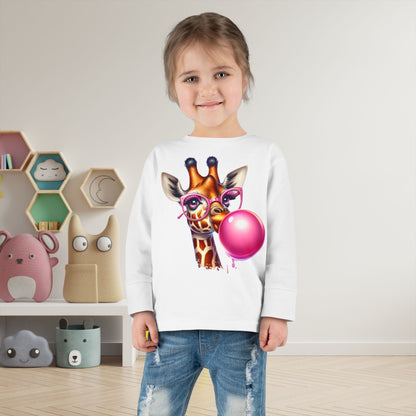 Girraffe Blowing Bubble Toddler Long Sleeve Tee
