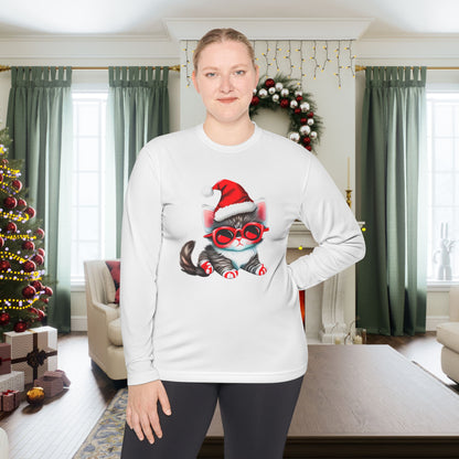 Santa Kitten Adult Long Sleeve Tee
