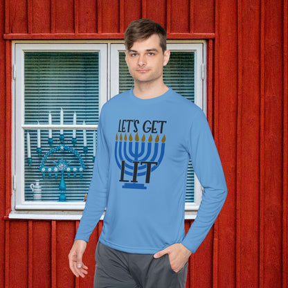 Lets Get Lit Menorah Adult Long Sleeve Tee